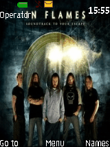 in flames